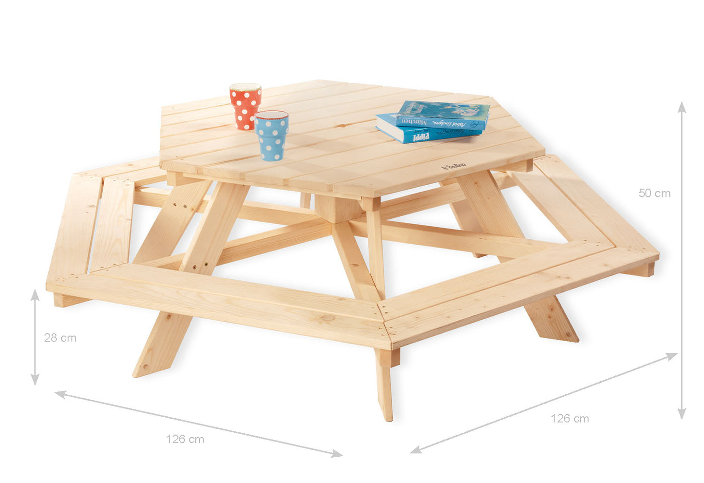 Table de pique-nique en bois ronde "Nicki"