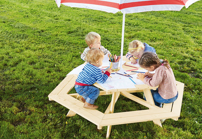 Table de pique-nique en bois ronde "Nicki"