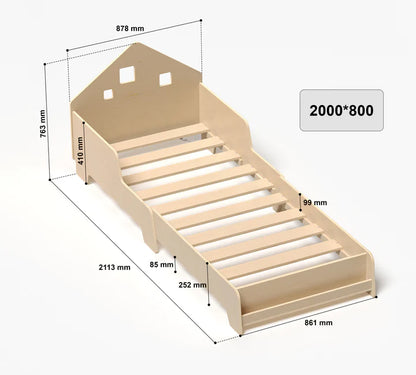 Lit extensible en forme de maison avec éclairage LED BUSYKIDS