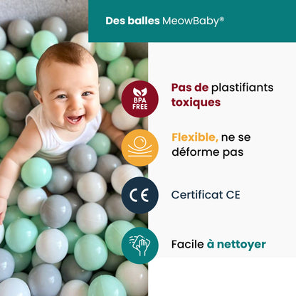 Parcours de motricité en mousse "Velours côtelé" écru 4 éléments + piscine à balles MEOWBABY