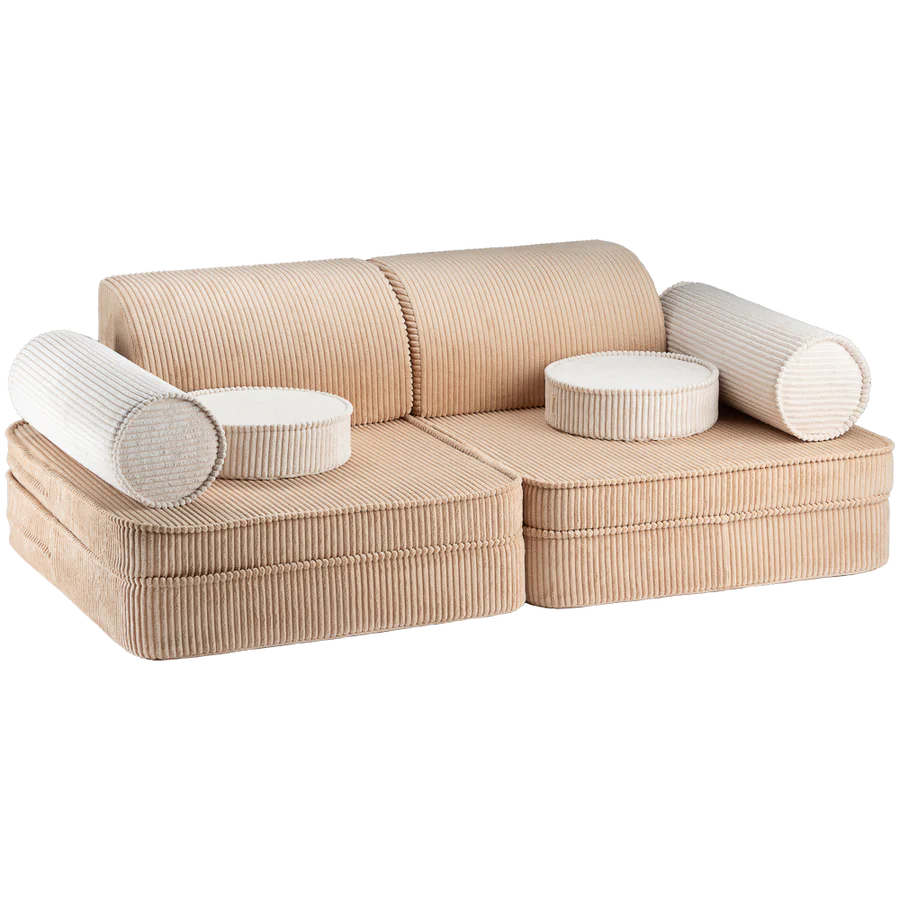 Canapé modulable en velours beige WIGIWAMA