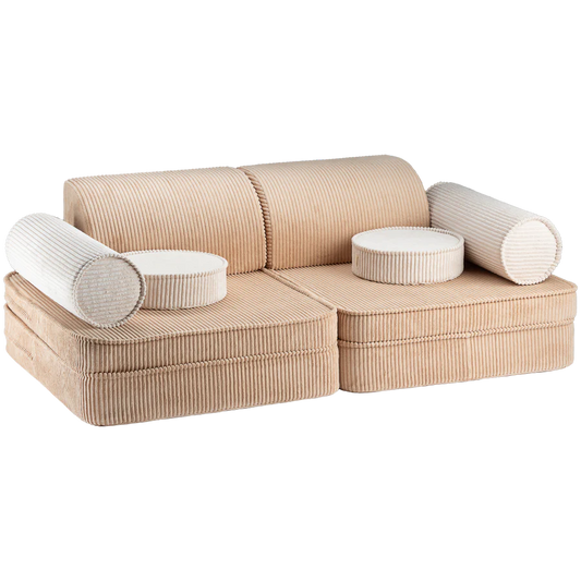 Canapé modulable en velours beige WIGIWAMA