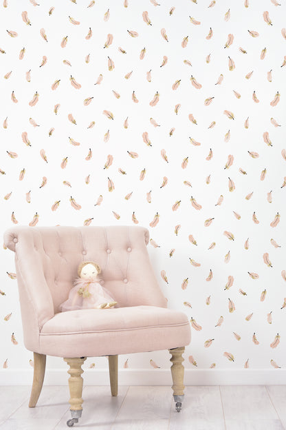 Children's wallpaper "Pink feather patterns" LILIPINSO