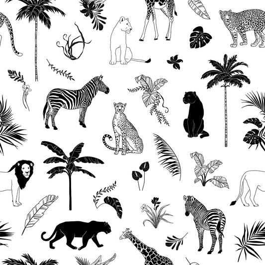 Papier peint enfants "Motif animaux de la savane" LILIPINSO