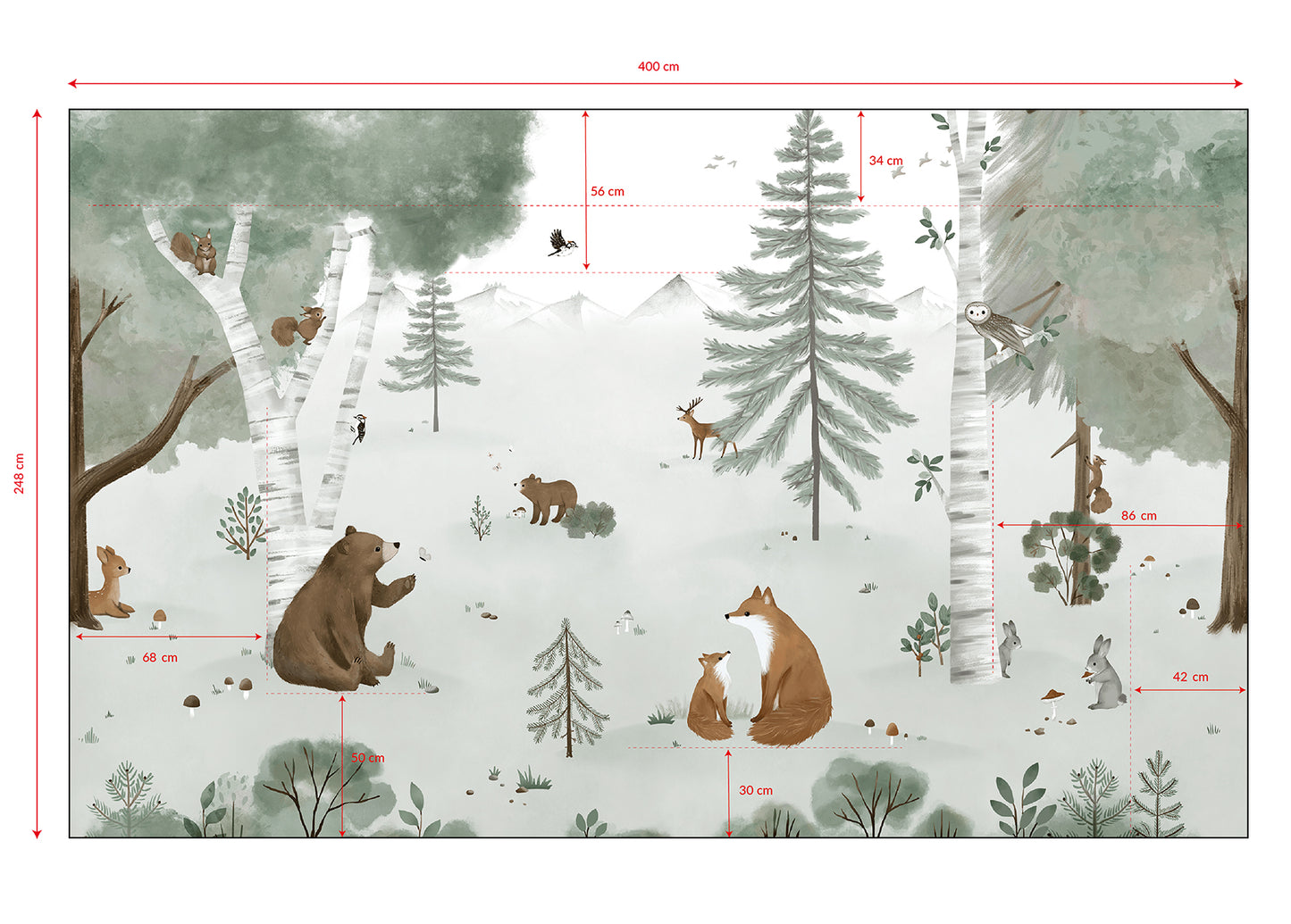 Panoramic wallpaper "Forest and animals" LILIPINSO