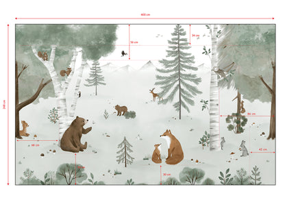 Panoramic wallpaper "Forest and animals" LILIPINSO