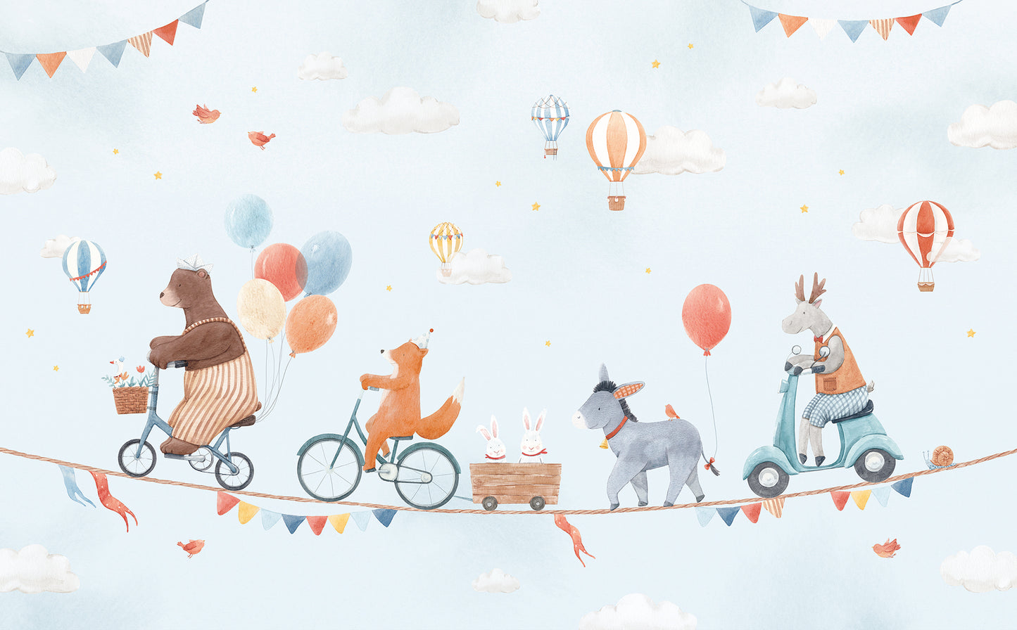 Panoramic wallpaper "Animals and balloons" LILIPINSO