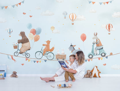 Panoramic wallpaper "Animals and balloons" LILIPINSO