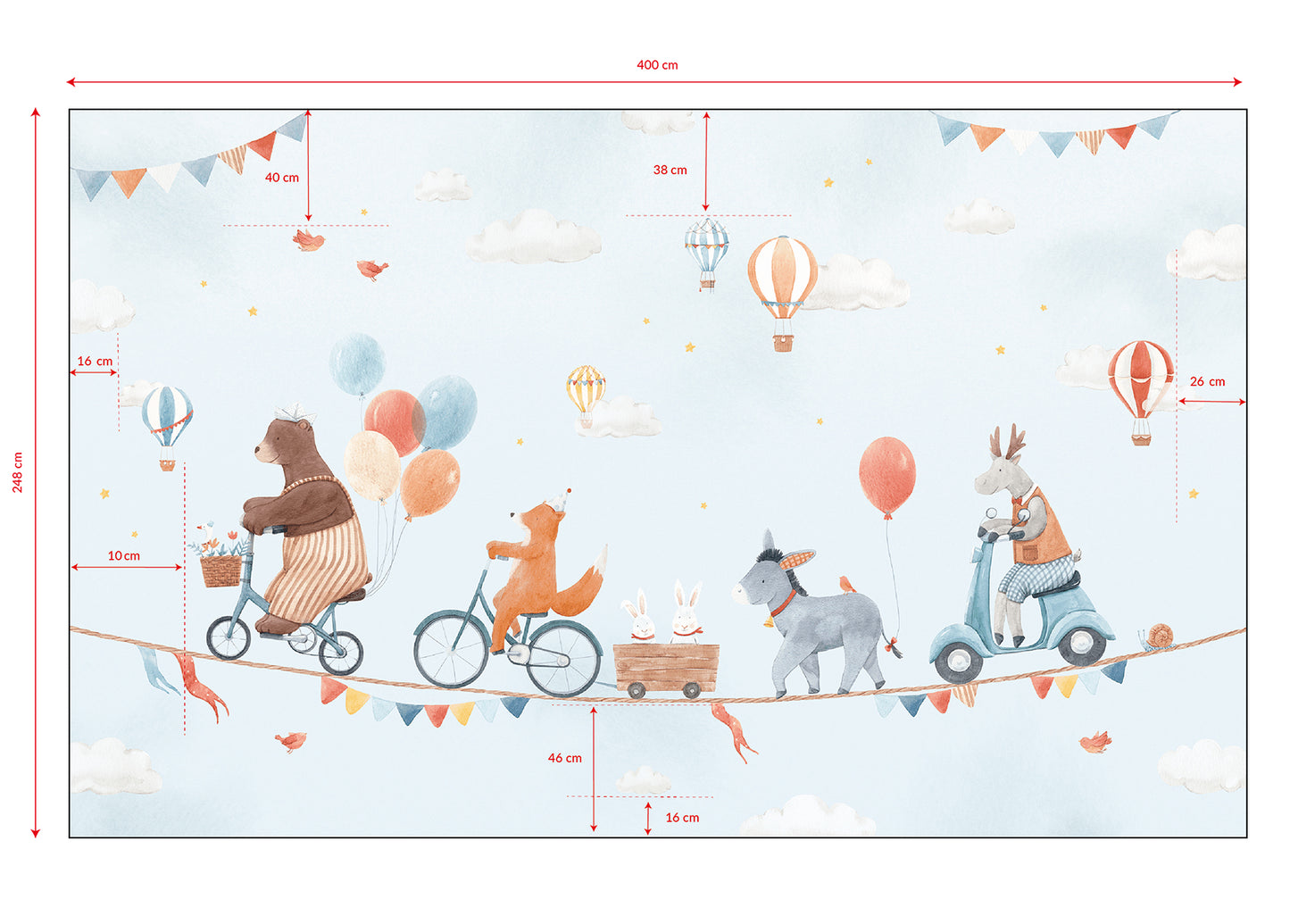 Panoramic wallpaper "Animals and balloons" LILIPINSO