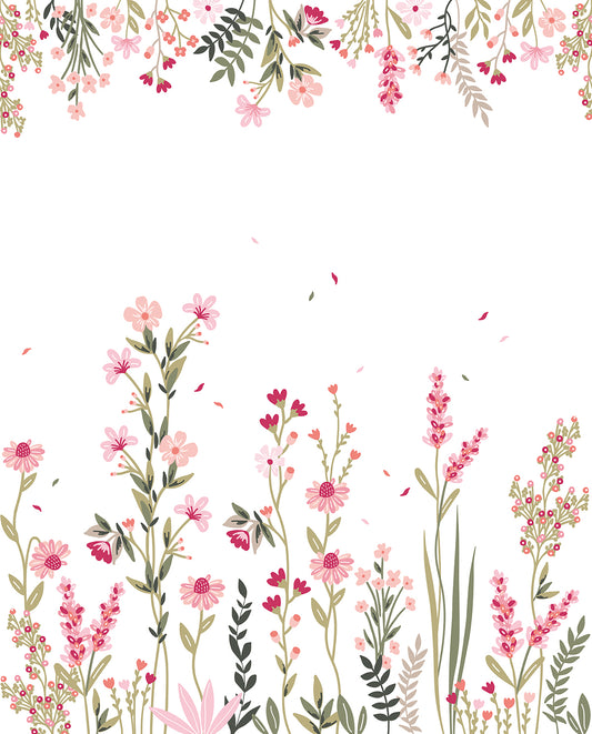 Panoramic wallpaper "Fields of pink flowers" (left) LILIPINSO