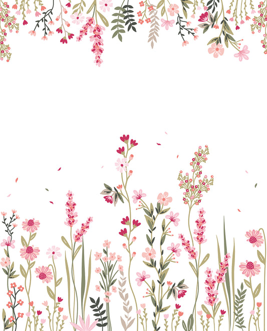 Panoramic wallpaper "Fields of pink flowers" (right) LILIPINSO