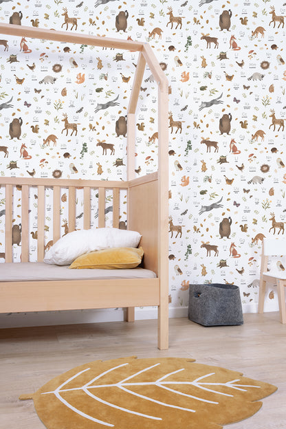 Papier peint enfants "Motif Abécédaire forêt" LILIPINSO