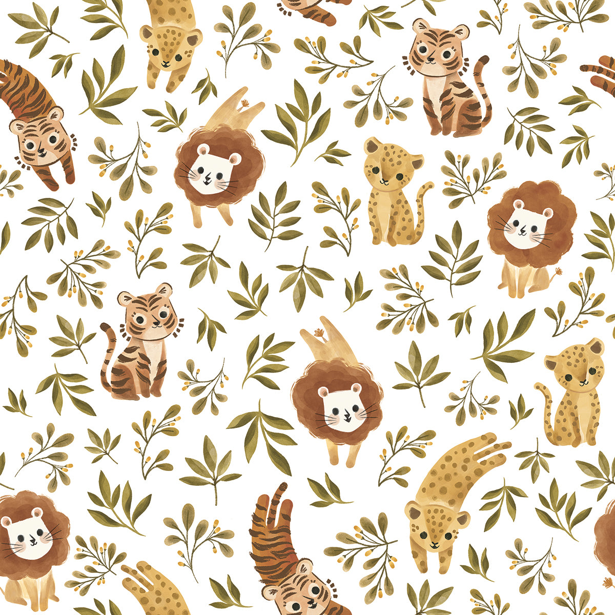 Papier peint enfants "Motif jungle animaux" LILIPINSO