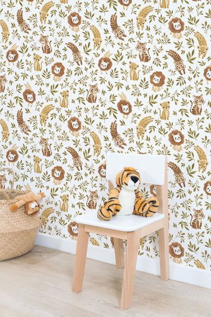 Papier peint enfants "Motif jungle animaux" LILIPINSO