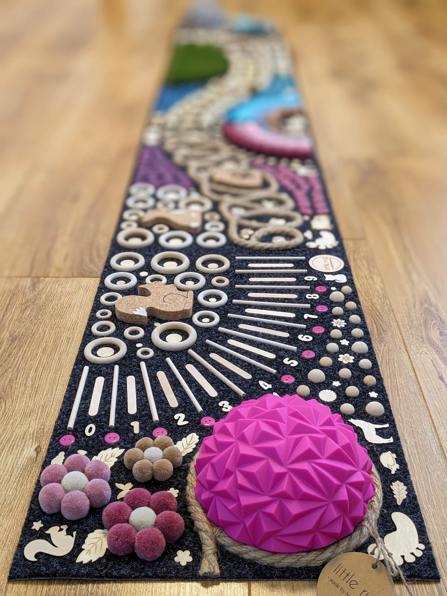 Tapis sensoriel "L" rose & bleu