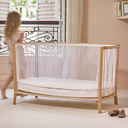 “Kimi” baby bed with mattress and CHARLIE CRANE mattress topper