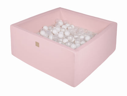 Piscine à balles carrée XL "Coton" rose + 400 balles  MEOWBABY