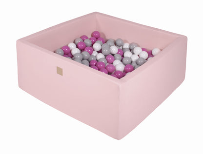 Piscine à balles carrée XL "Coton" rose + 400 balles  MEOWBABY