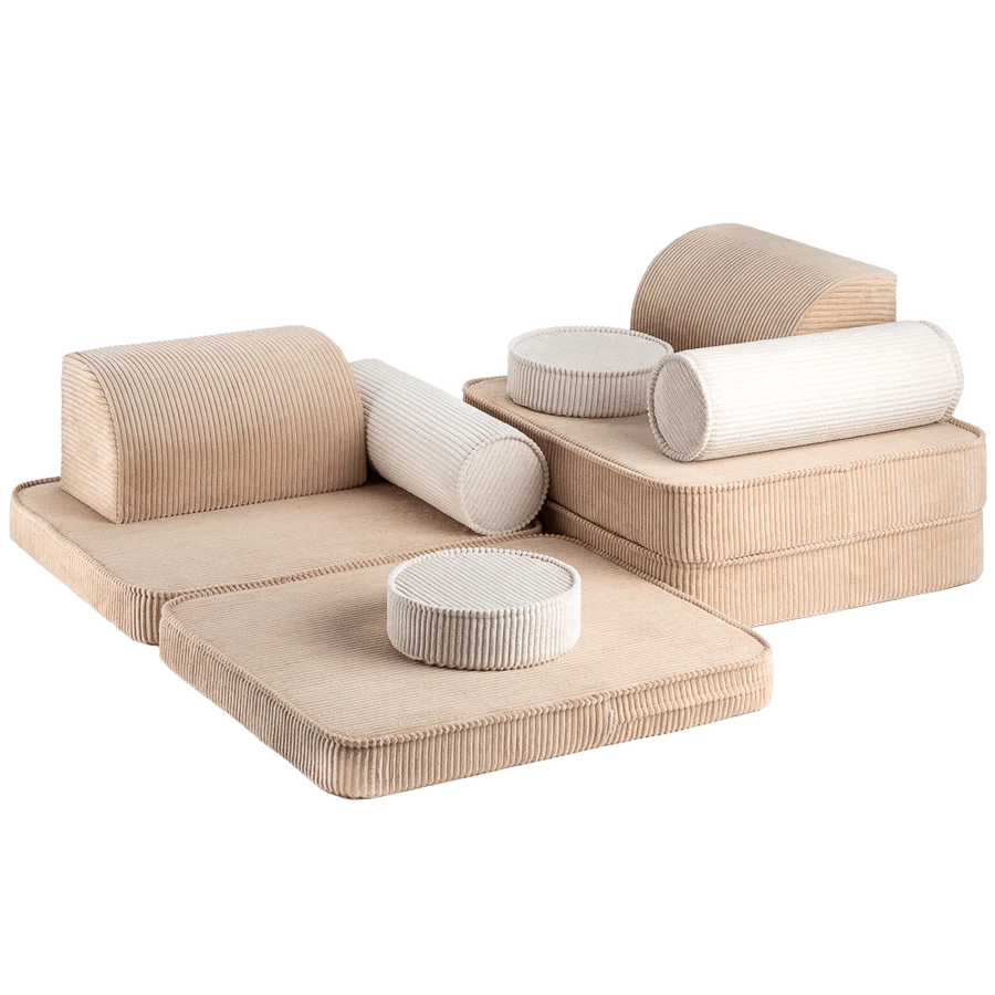 Canapé modulable en velours beige WIGIWAMA