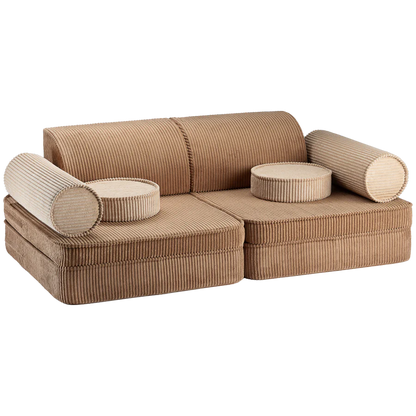 Brown velvet modular sofa WIGIWAMA