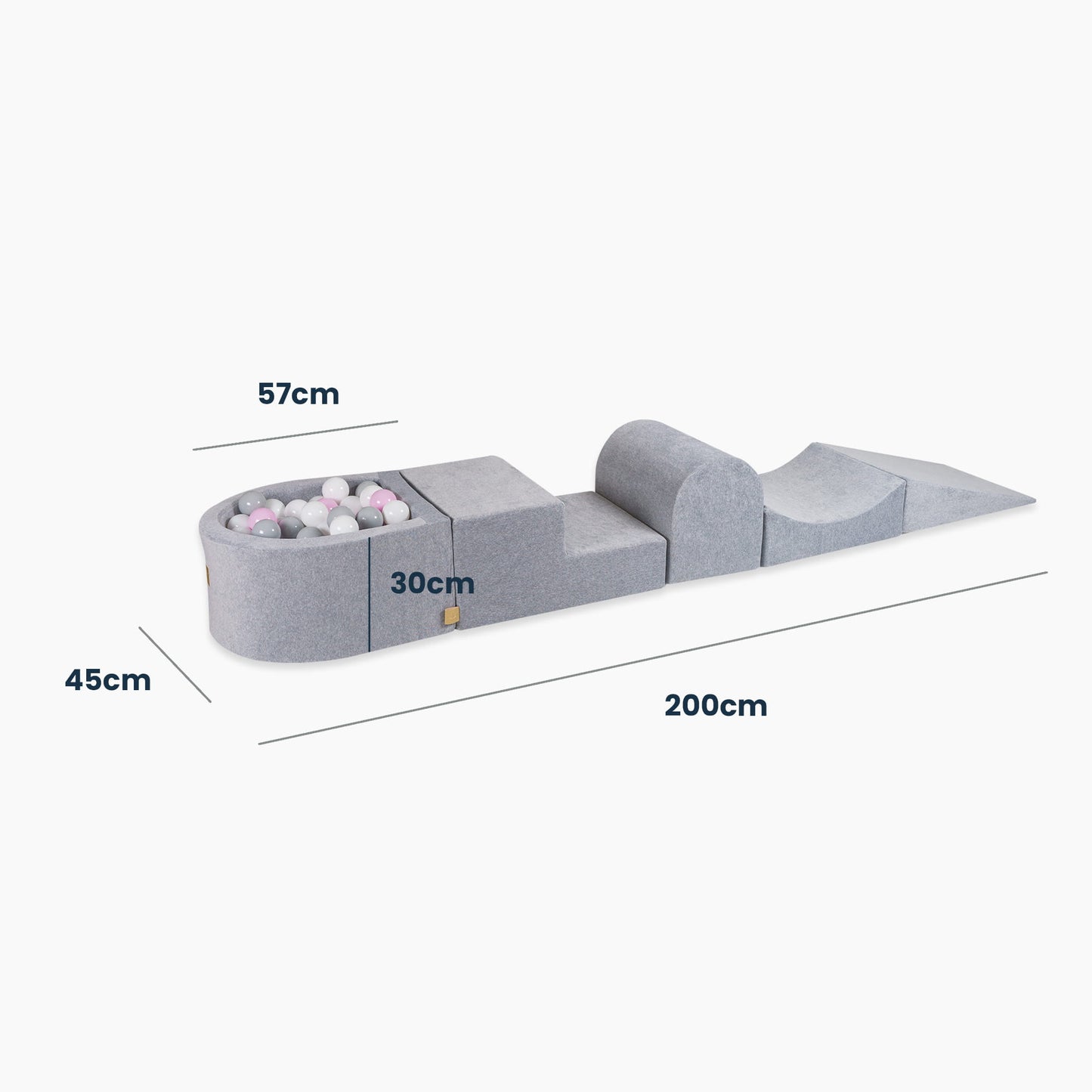 Parcours de motricité en mousse "Velours côtelé" écru 4 éléments + piscine à balles MEOWBABY